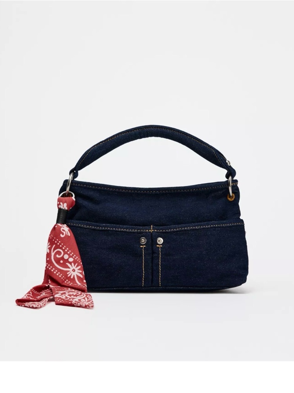 ZARA Denim Bag with Bandana Charm